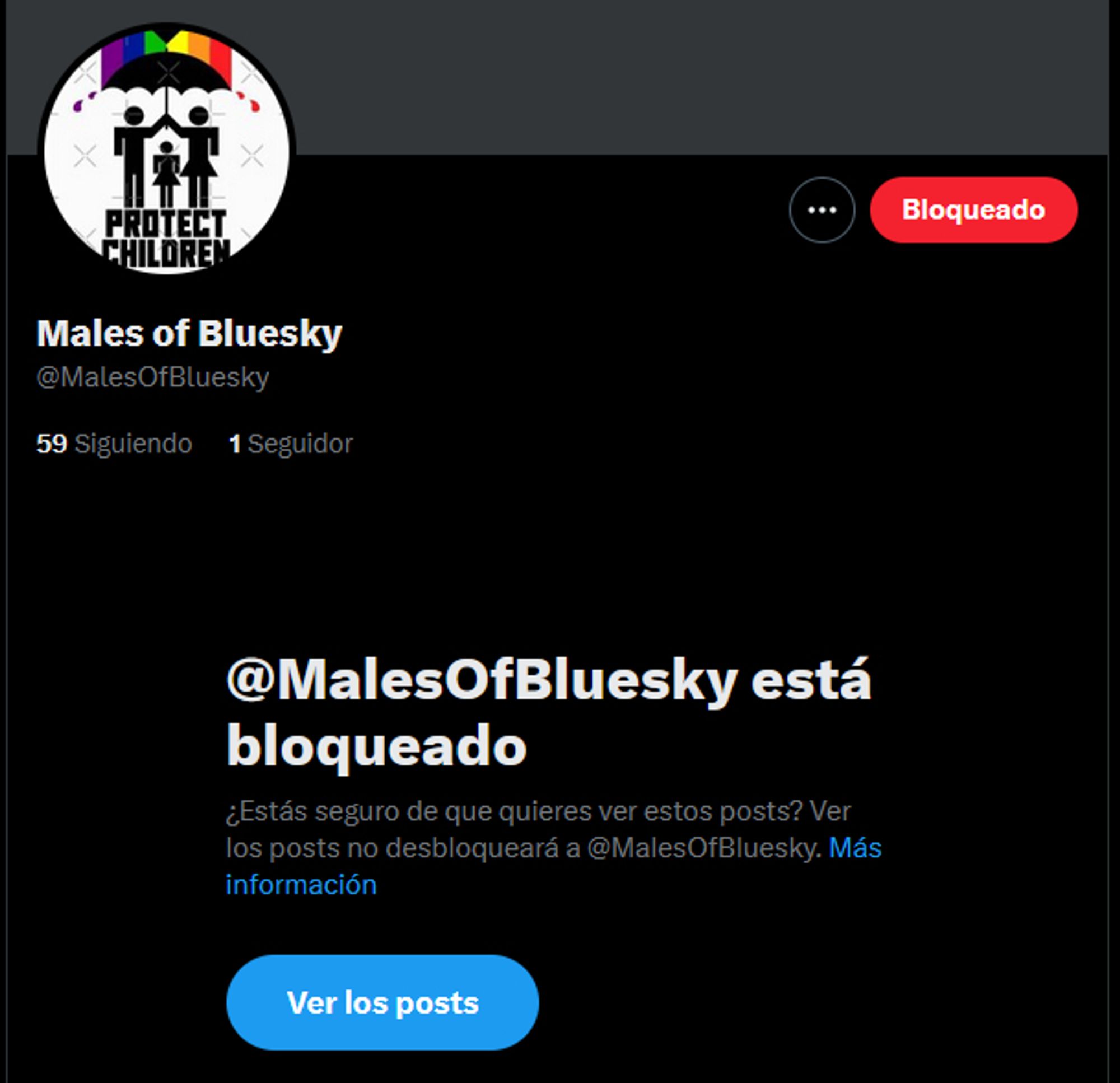 Screenshot of a blocked transphobic X account @MalesOfBluesky that screenshots trans people on bluesky and exposes them on X for selective harassement.