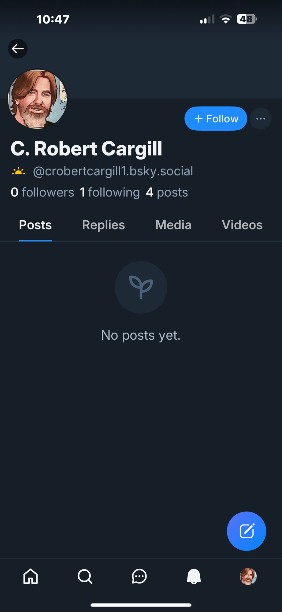 An impersonation account spoofing me following one person and messaging others.