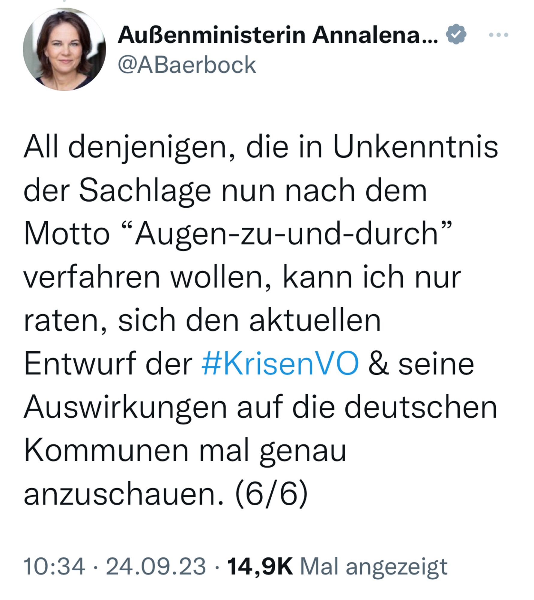 All denjenigen, die in Unkenntnis der Sachlage nun nach dem Motto “Augen-zu-und-durch” verfahren wollen, kann ich nur raten, sich den aktuellen Entwurf der #KrisenVO & seine Auswirkungen auf die deutschen Kommunen mal genau anzuschauen. (6/6)