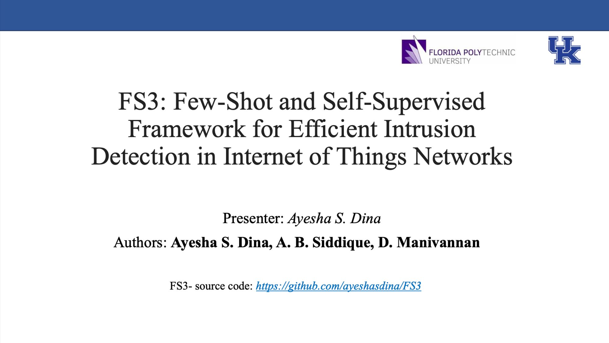 Dina et al.'s "FS3: Few-Shot and Self-Supervised Framework for Efficient Intrusion Detection in Internet of Things Networks"