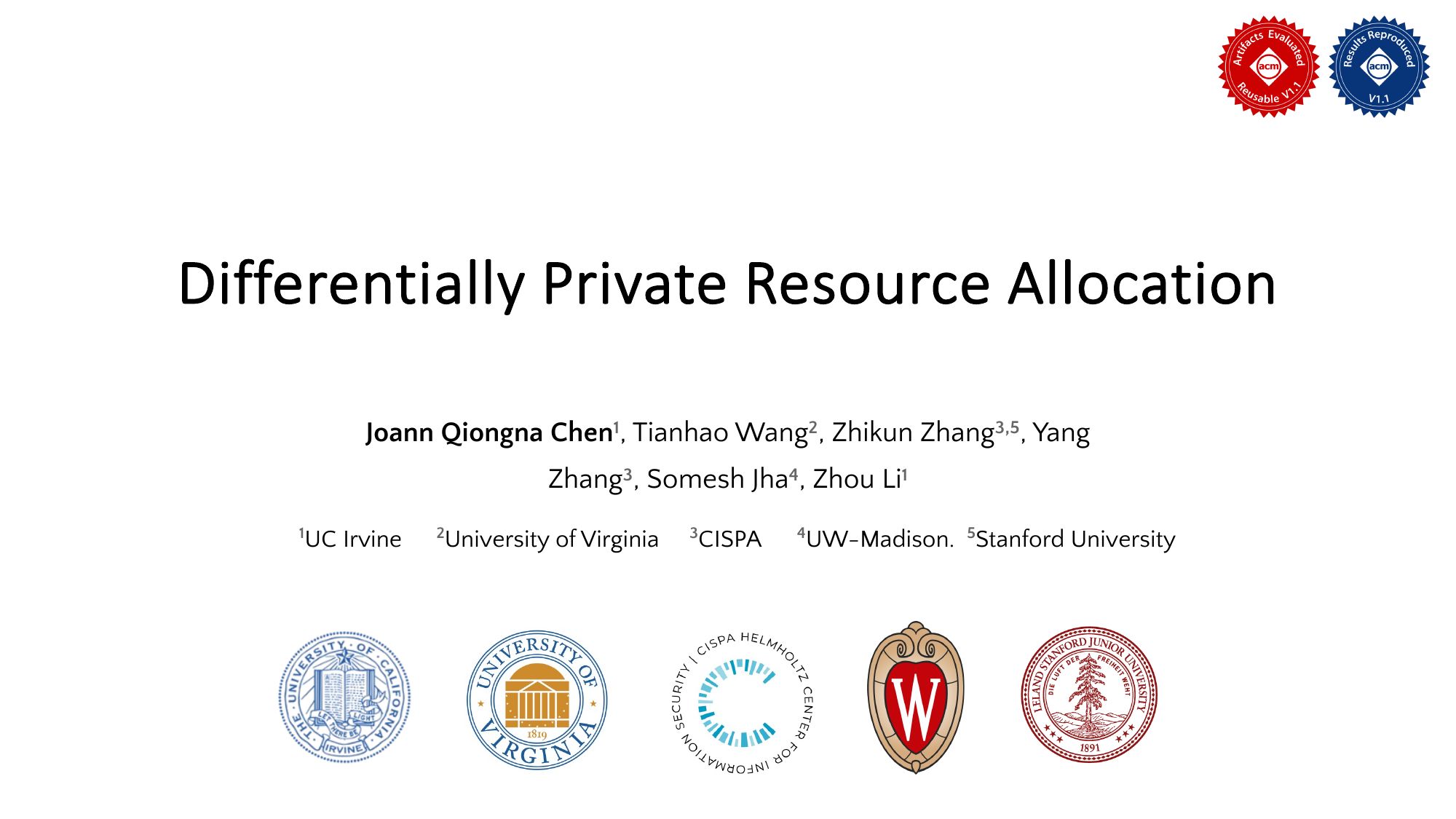 Chen et al.'s "Differentially Private Resource Allocation"