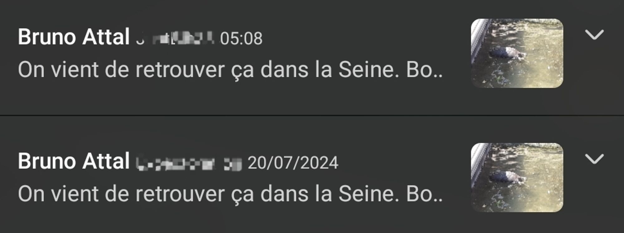 Bruno Attal : On vient de retrouver ça dans la Seine.

Bruno Attal : On vient de retrouver ça dans la Seine.