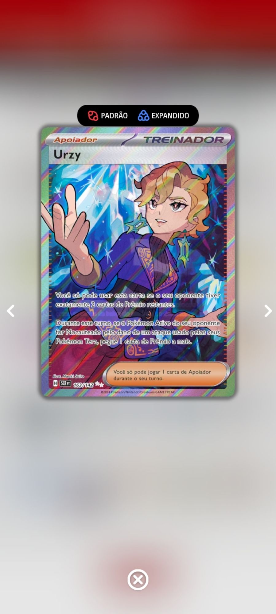 Carta de Pokémon TCG full art Treinador da personagem Briar (Urzy em português do Brasil)