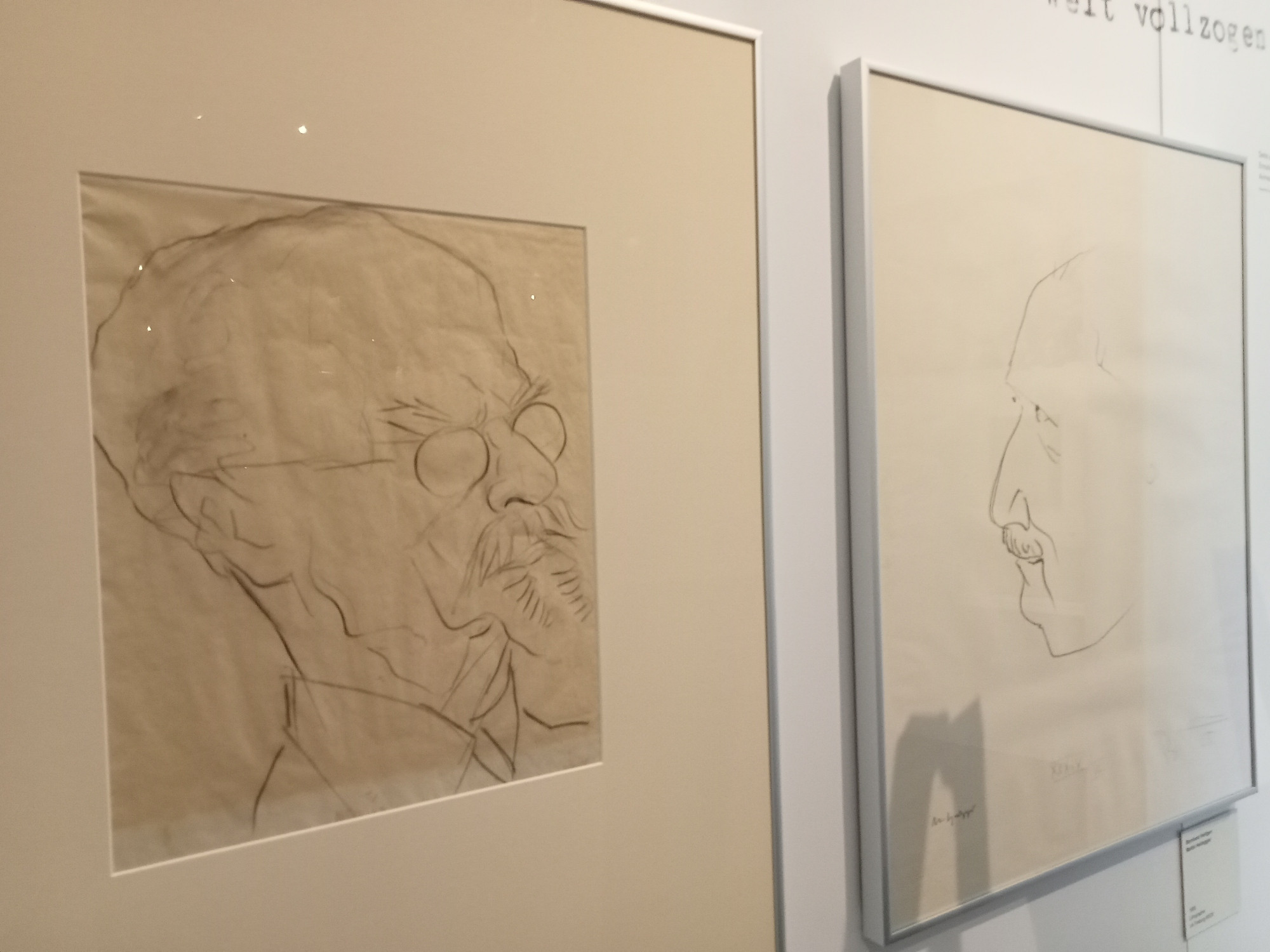 a pencil caricature portrait of Edmund Husserl 