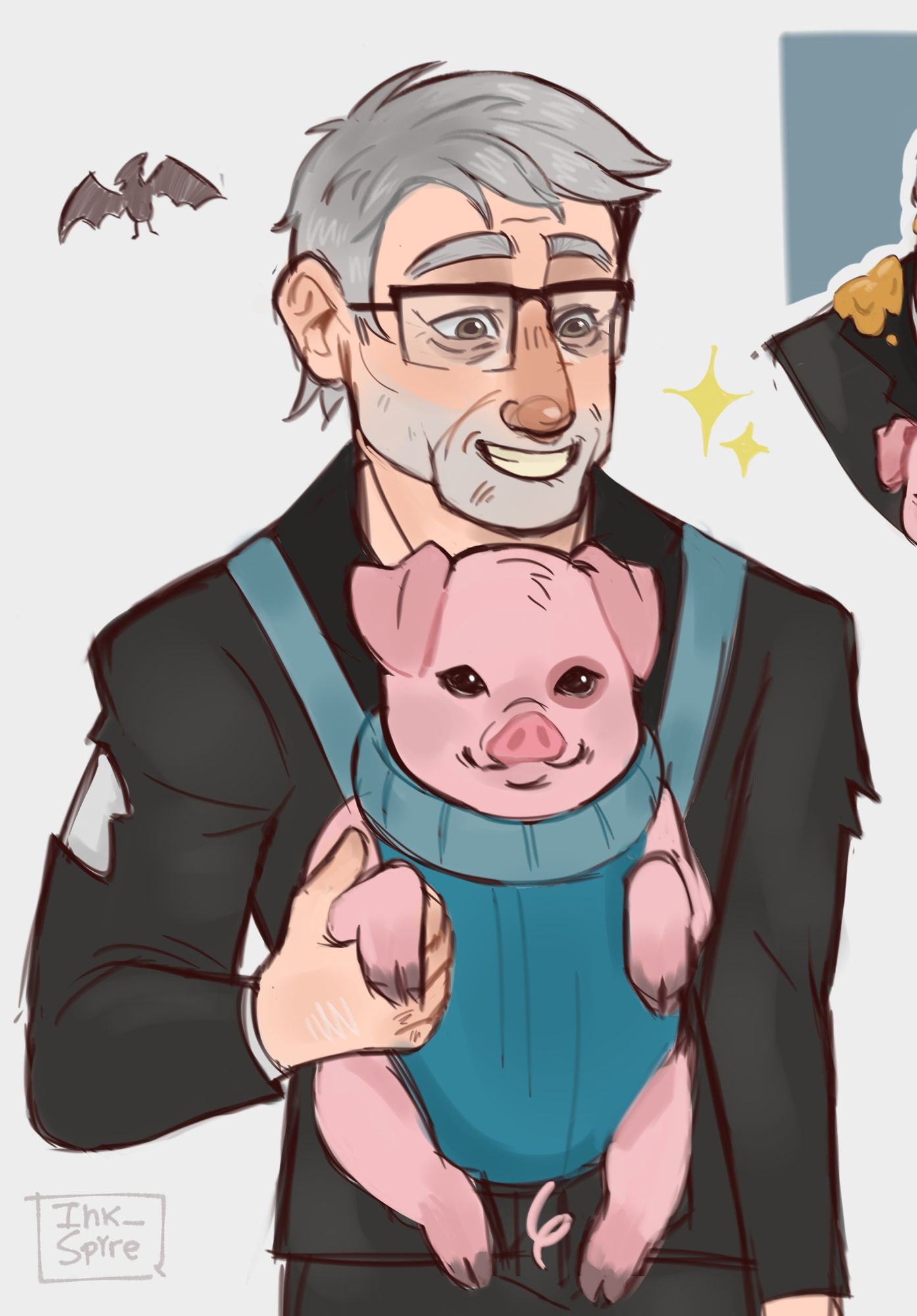 Stan carrying Waddles.