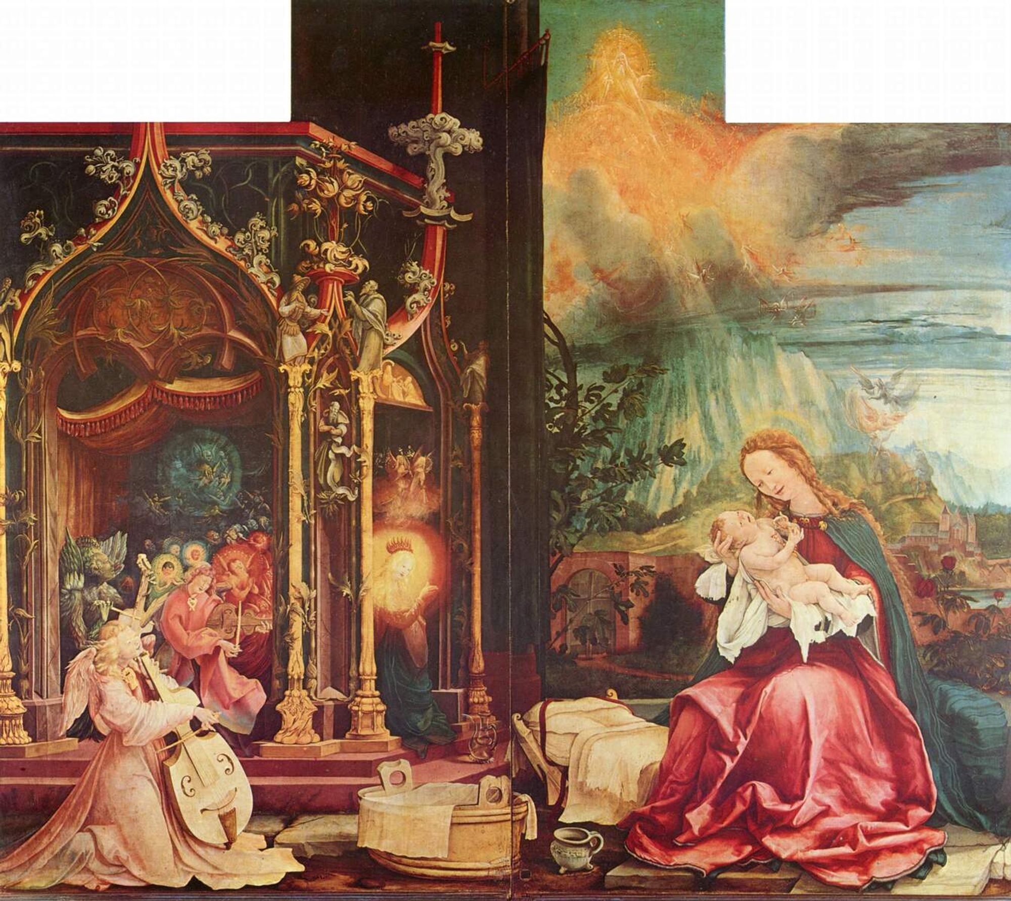 Nativity and Concert of Angels from the Isenheim Altarpiece (central panel)