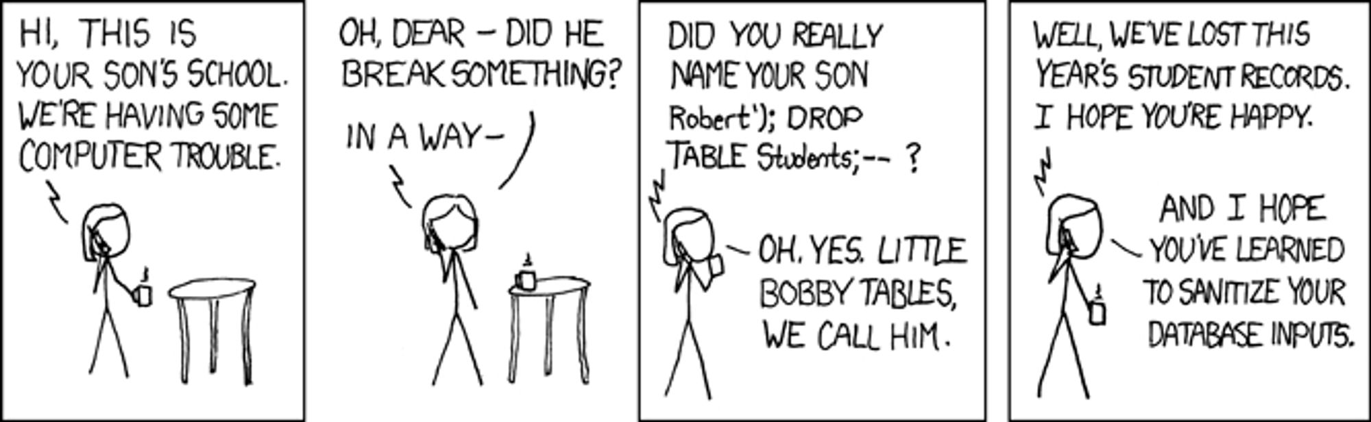 XKCD Bobby Tables cartoon