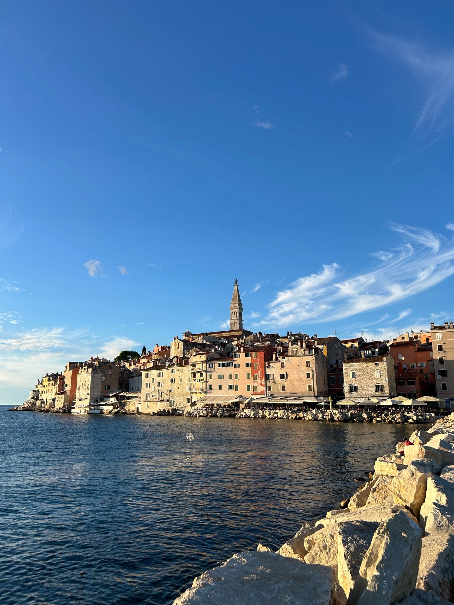 Croatian city with colorful houses and sunny weather