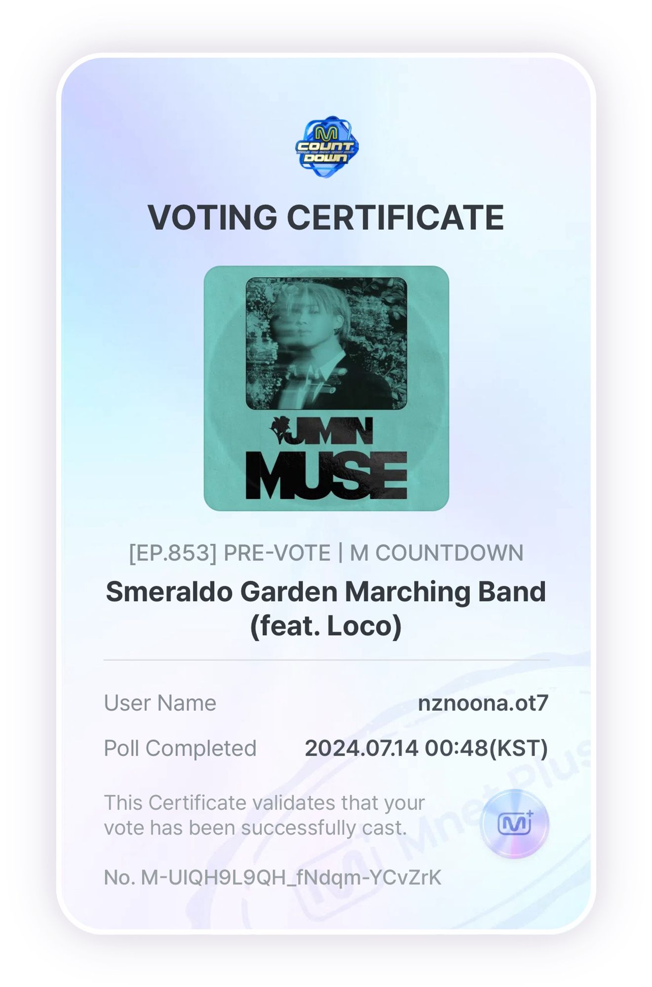 Mnet voting certificate