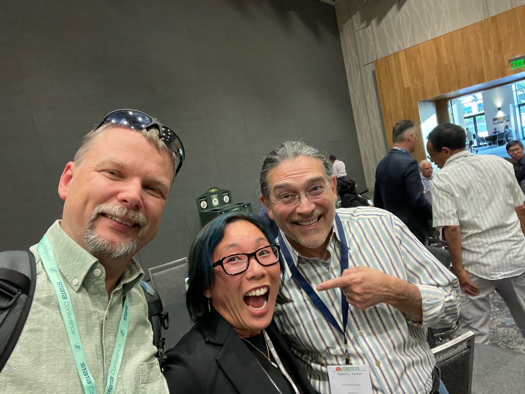 Stas and Claire Bowen and Ron Santos at #JSM2024