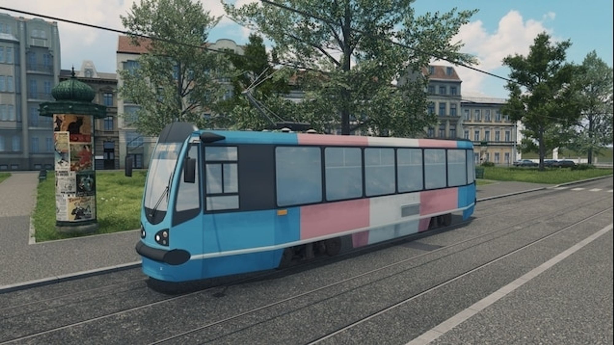 tram in the trans colors