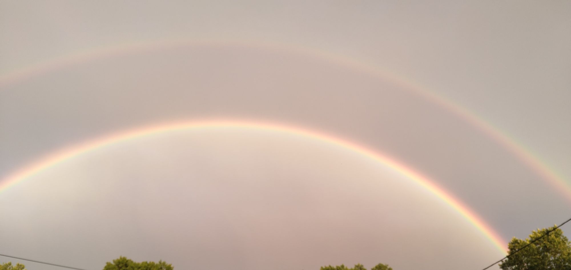 A picture of a double rainbow.