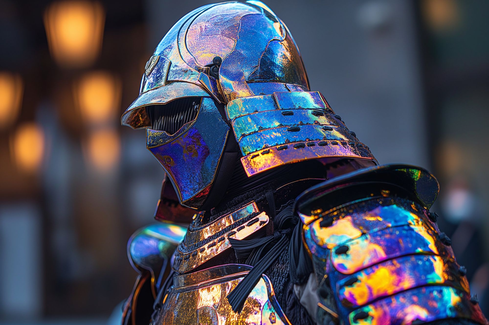 Check out this warrior of light and color! Proof that even the toughest armor can dazzle and inspire. Keep shining, friends! 🎨🛡️✨ #ColorSplash #CreativePhotography #VisualArt #BeTheLight