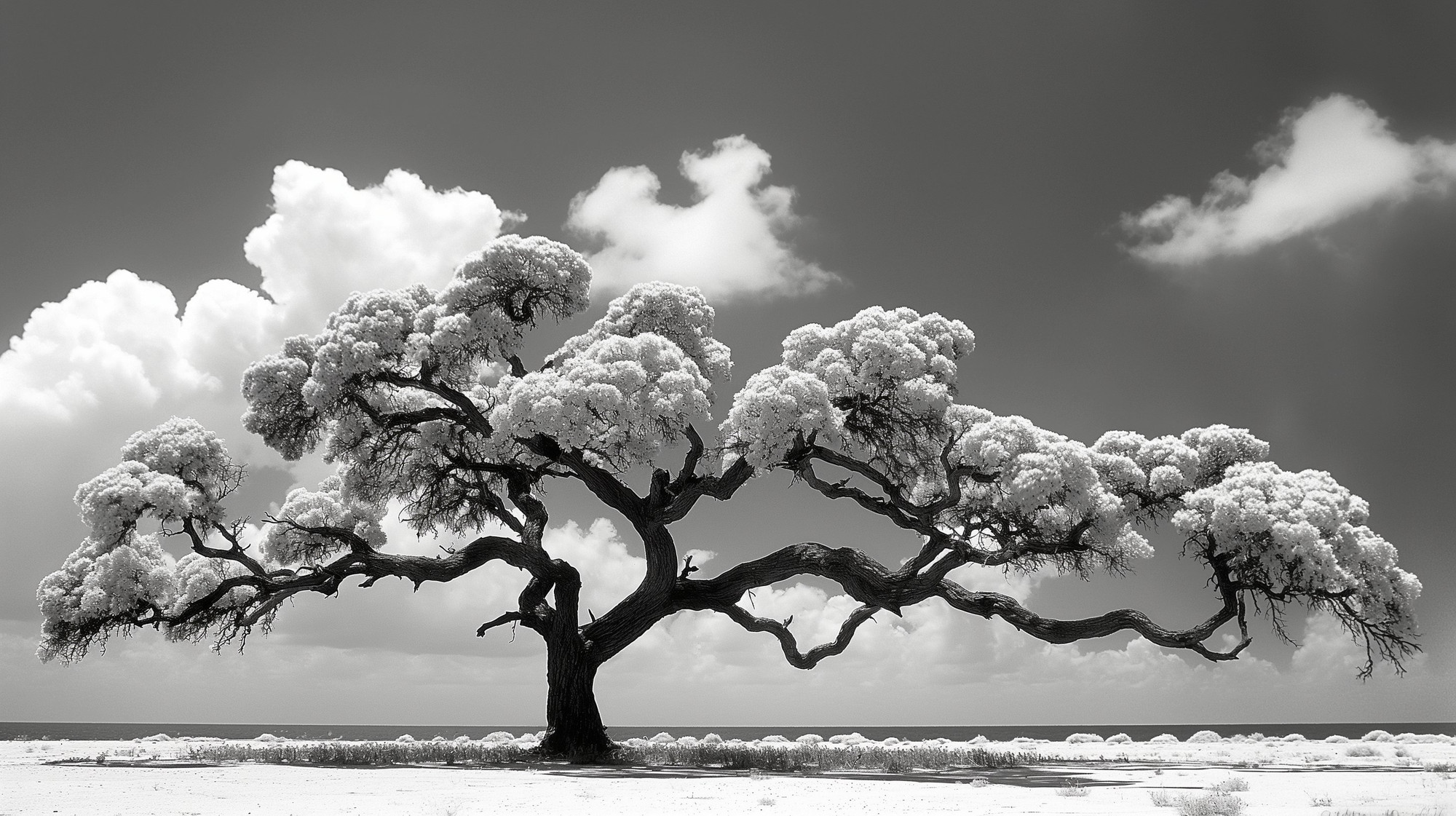 Ever feel like you're on a different wavelength? This tree does too, and it's rocking it! 🌳🖤 Stand out and stay strong, friends. #BlackAndWhiteBeauty #NatureLovers #UniqueAndProud