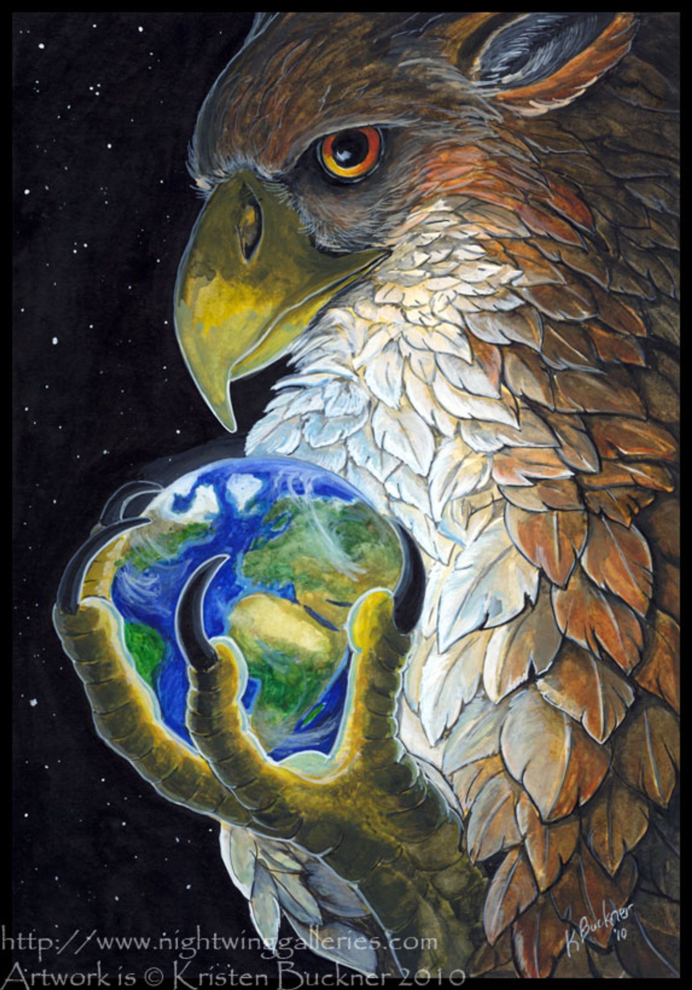 An illustration depicting the head and taloned forefoot of a gryphon  holding the earth in its hand against a black starry background. This card is called The World in the tarot. In its upright position, the World card signifies completion, achievement, and unity in a positive light. On the other hand, the reversed World card can represent the potential for incompletion of a certain task, goal, or project, and suggests that something may be hindering you from fulfilling the last steps.