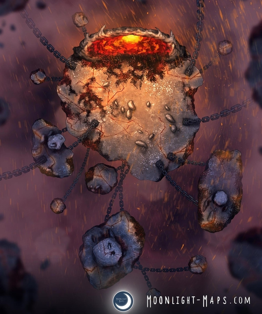 Floating islands in a burning hellscape