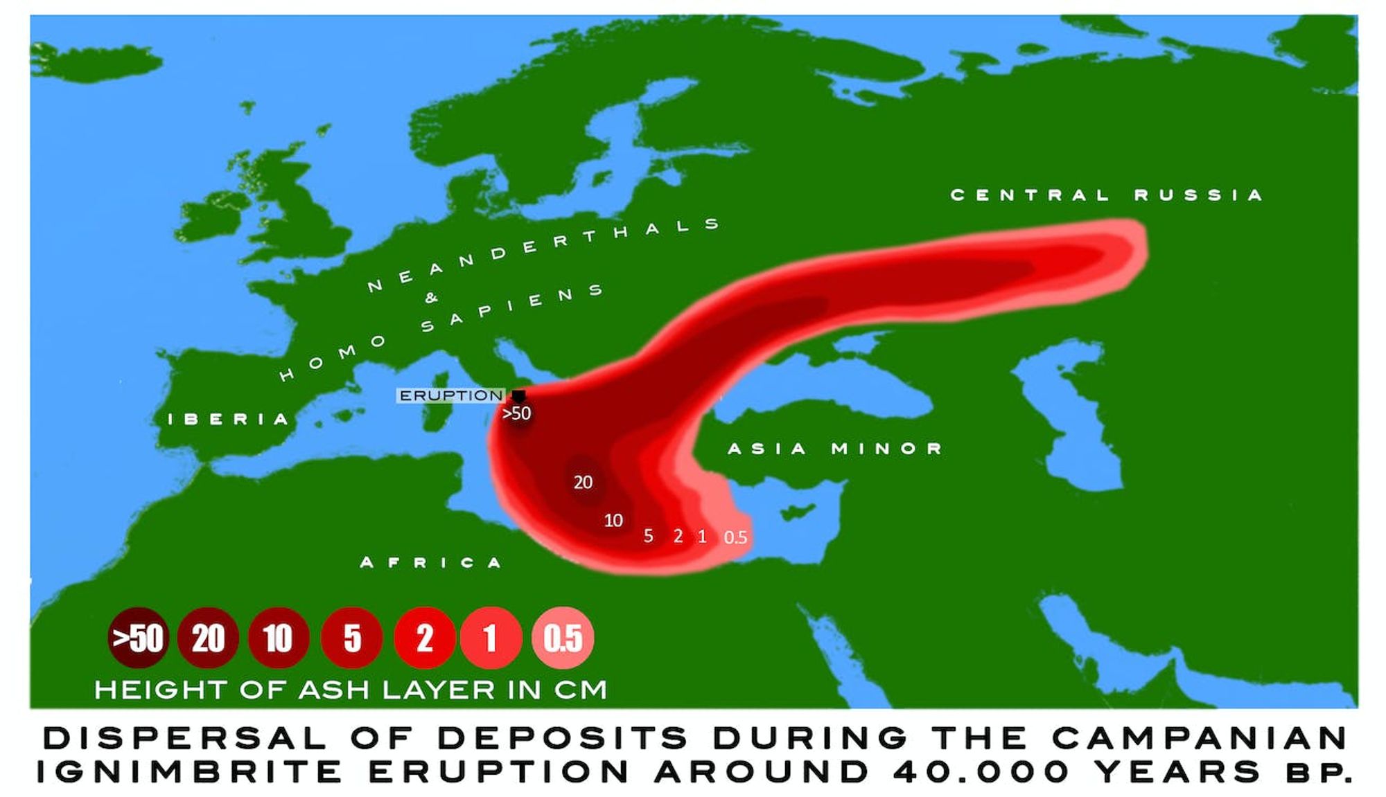 Trail of ashes of the Campanian-Ignimbrite super eruption 39 000 years ago. . CC BY 4.0