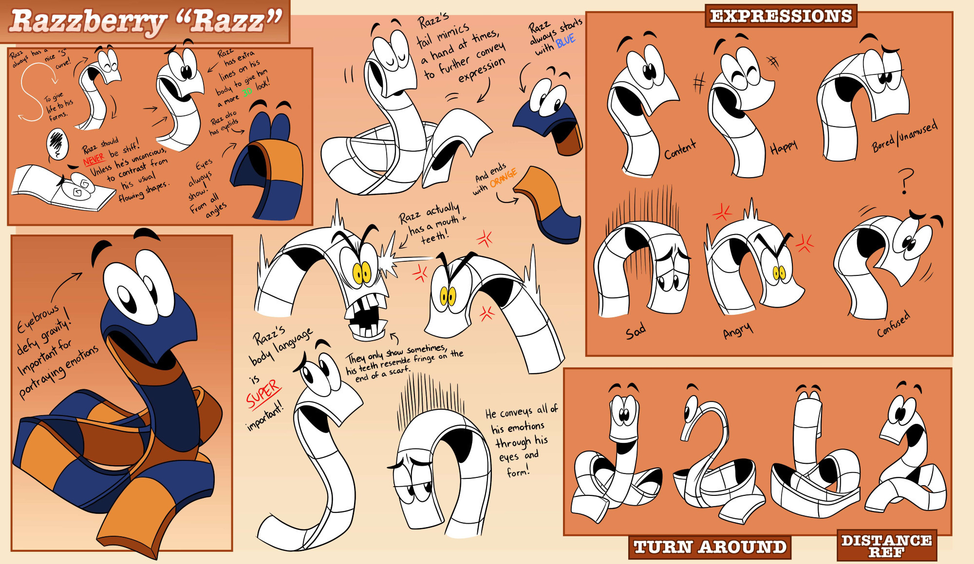 Character reference sheet for Razzberry, the enchanted silkwyrm!