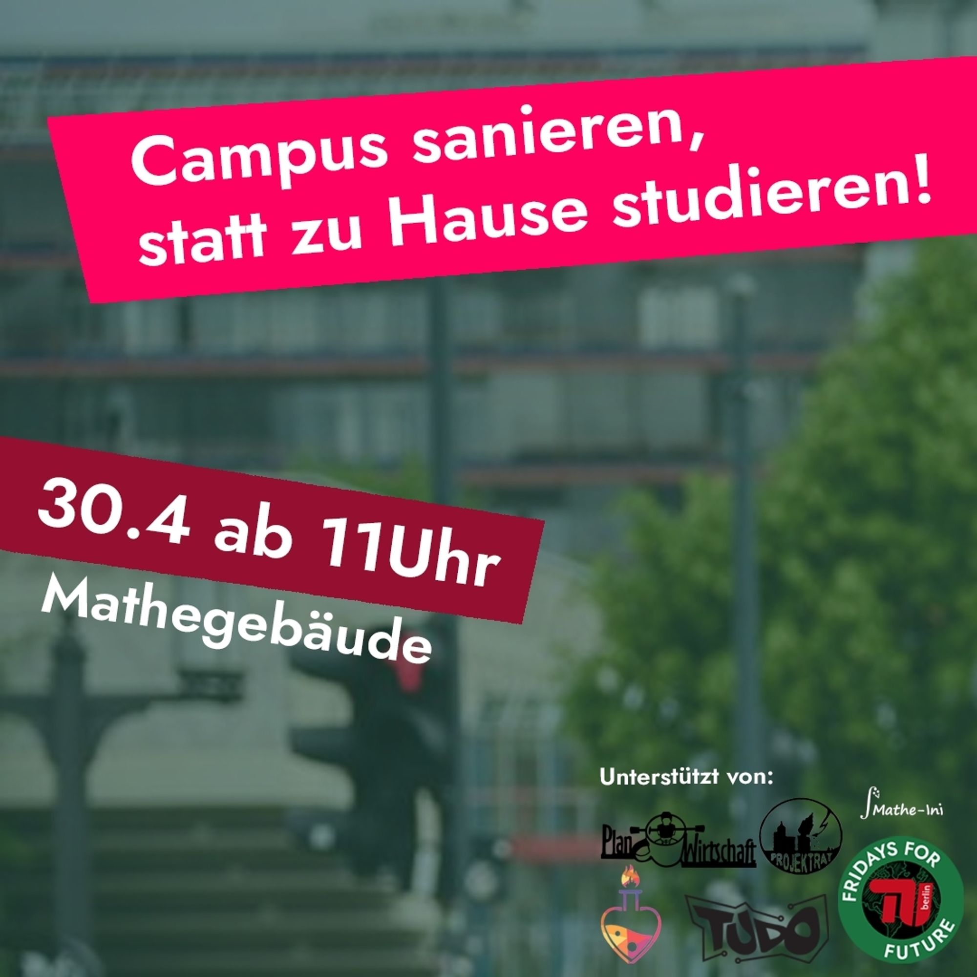 Sharepic Campus sanieren statt zu Hause studieren!