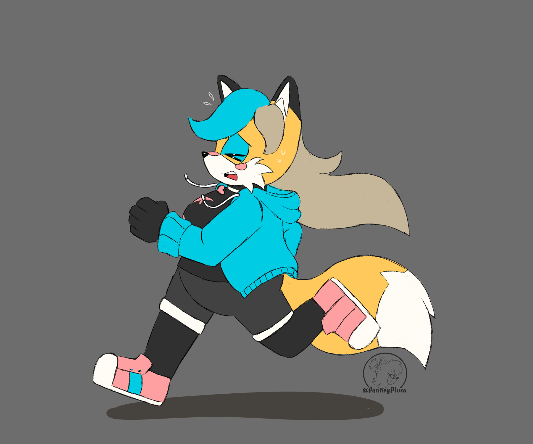 Azikira the Fox, a chubby mobian girl who's attempting to run (she is not having a good time)