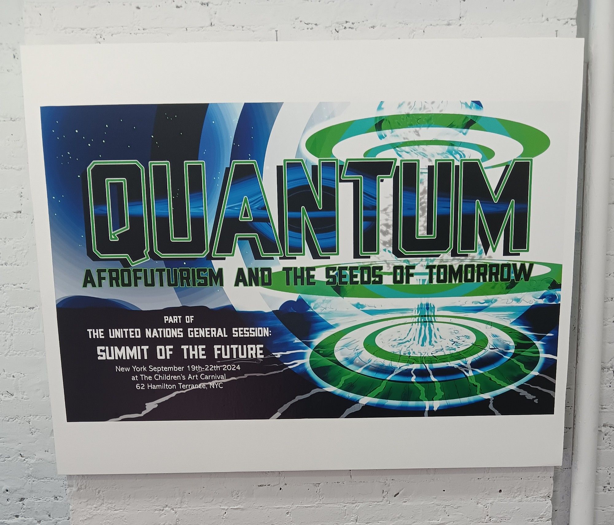 Quantum exhibit poster, Harlem, Children's Art Carnival, part of the United Nations' Summit of the Future (2024)