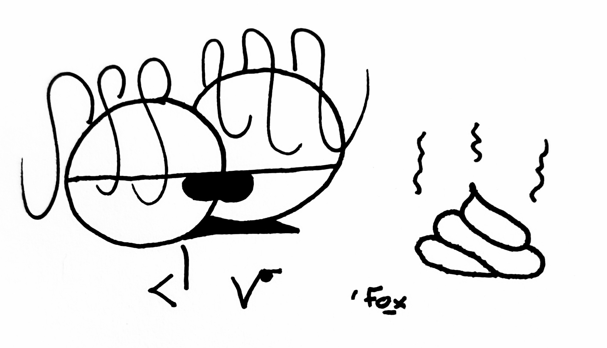 Drawing of character pointing at a dump