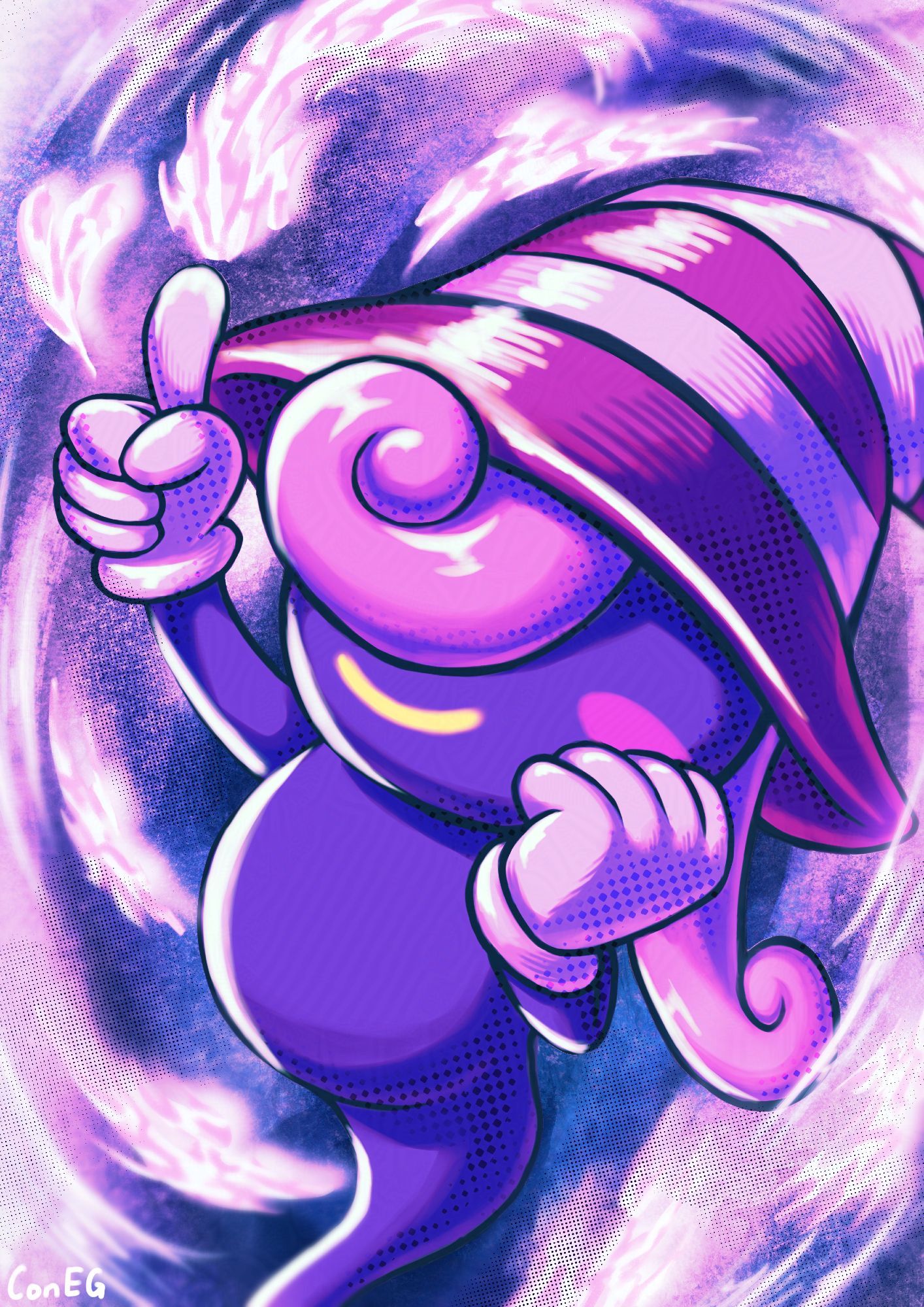 vivian from paper mario: the thousand-year door casting fiery jinx and smiling 🎨