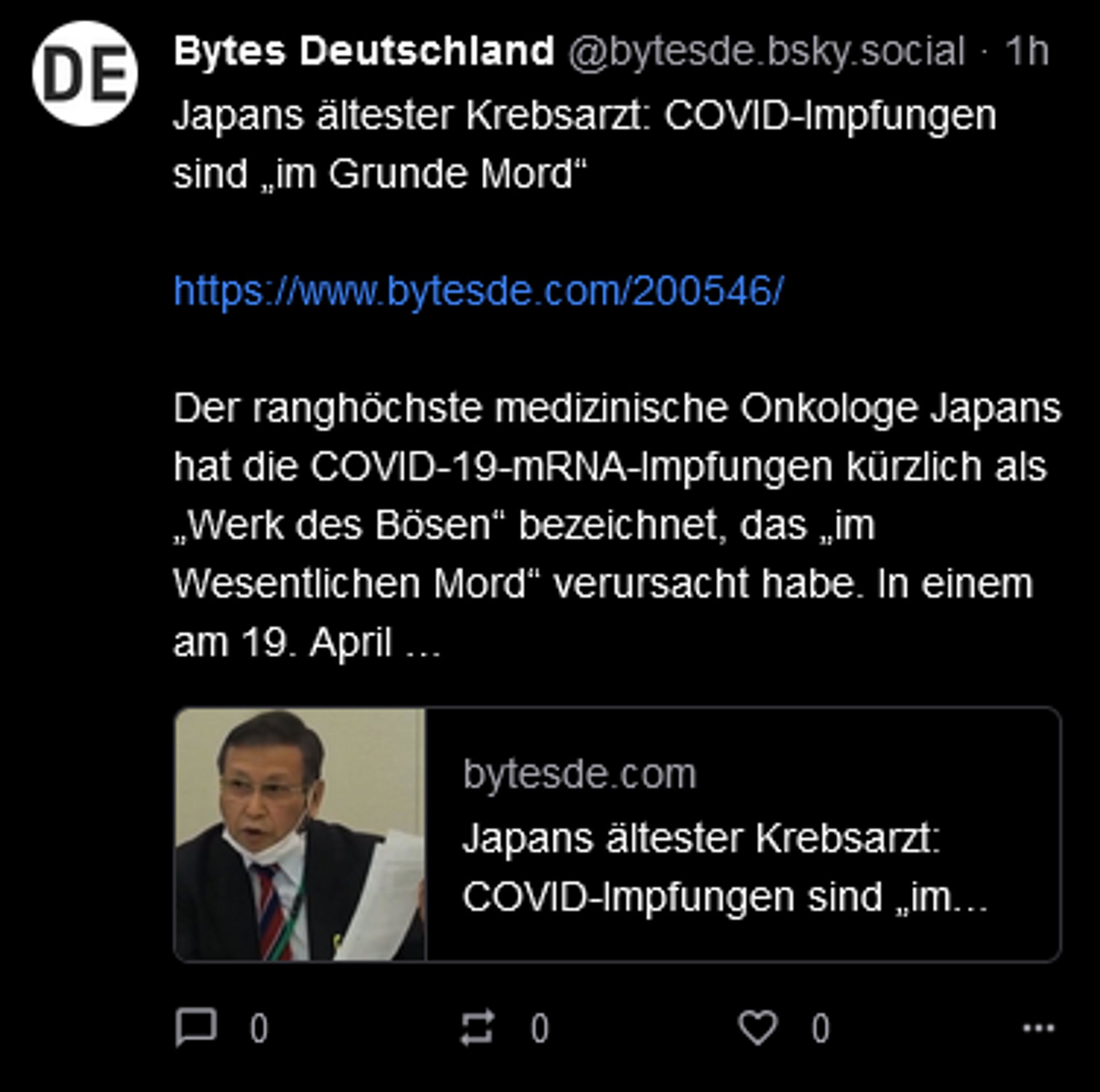 Schwurbelartikel vom Feinsten auf der Bytesde.de