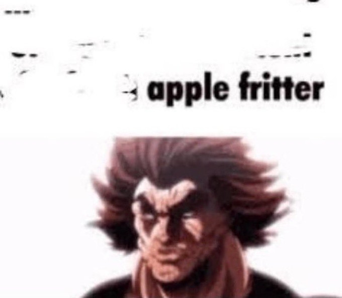 crudely edited image with the only caption being "apple fritter"