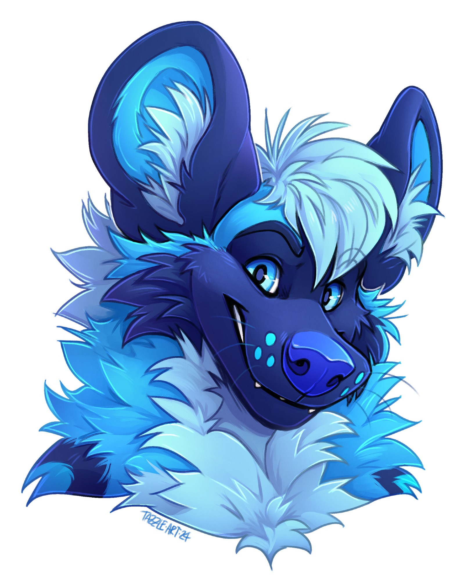 a bright blue anthro wild dog named Ramune