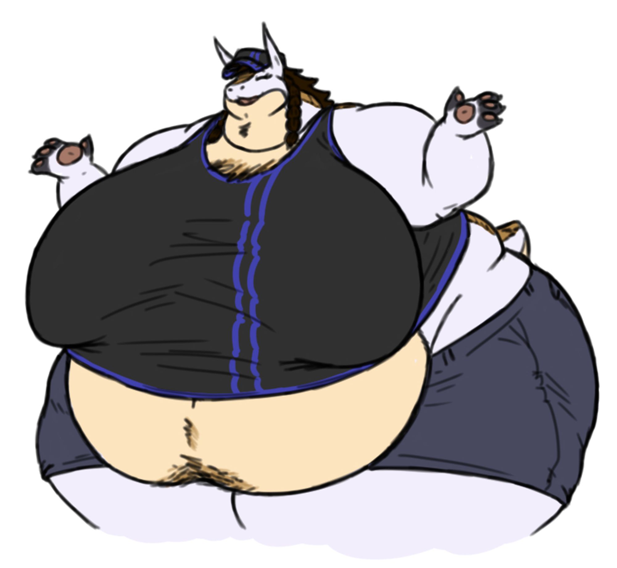 A large polar behe with big everything shrugging happily.