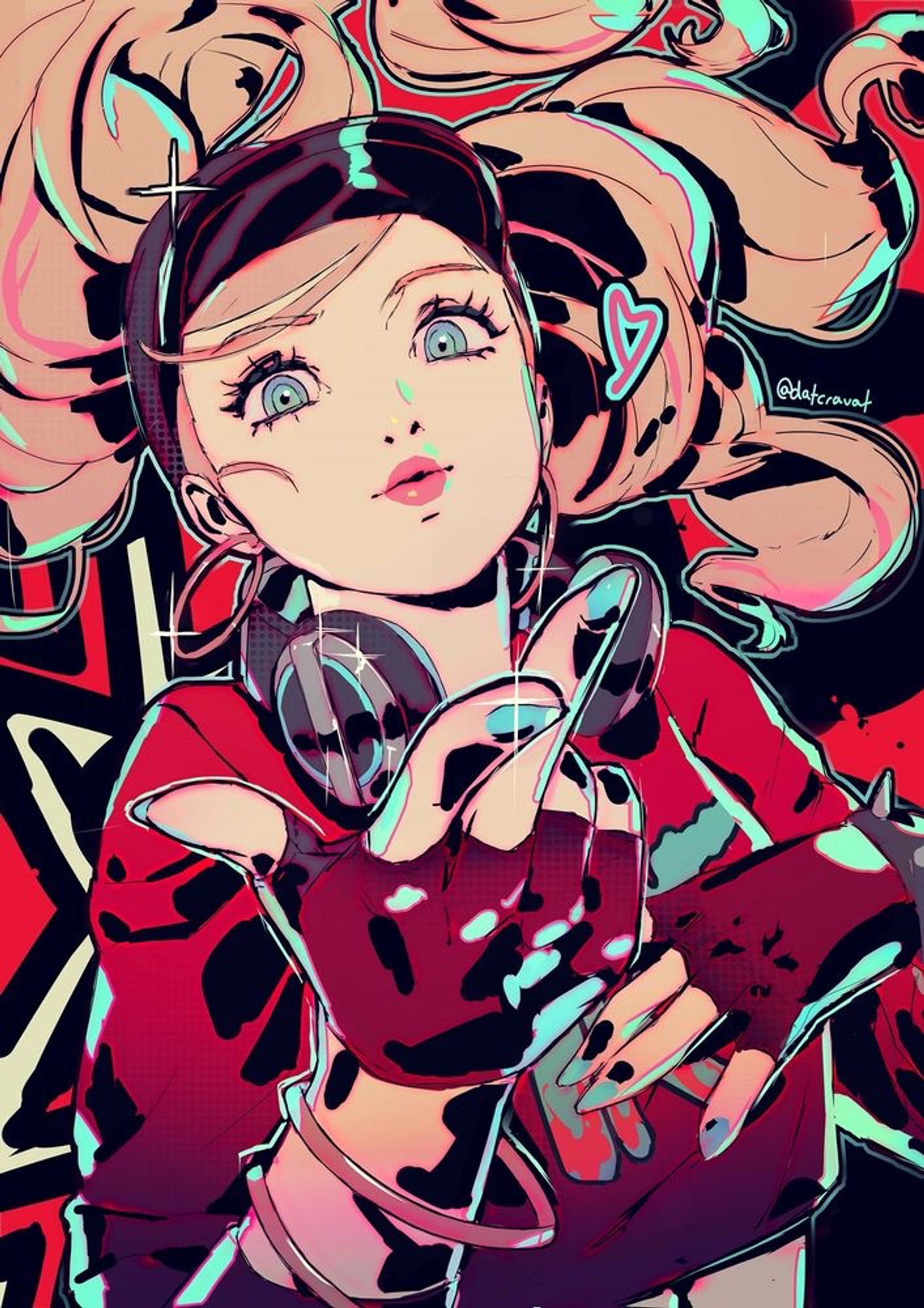 A fan illustration of Ann Takamaki from Persona 5 in her "Dancing in Starlight" costume, blowing a kiss at the camera.