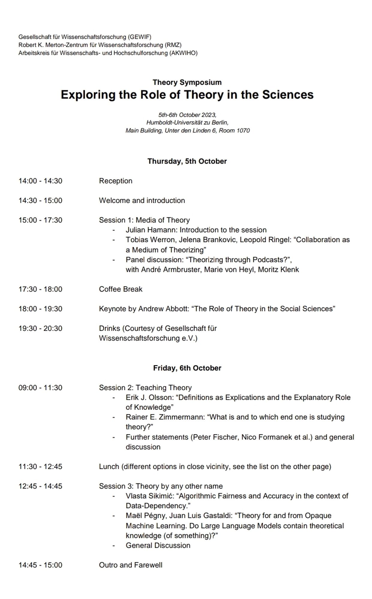 Program of the conference