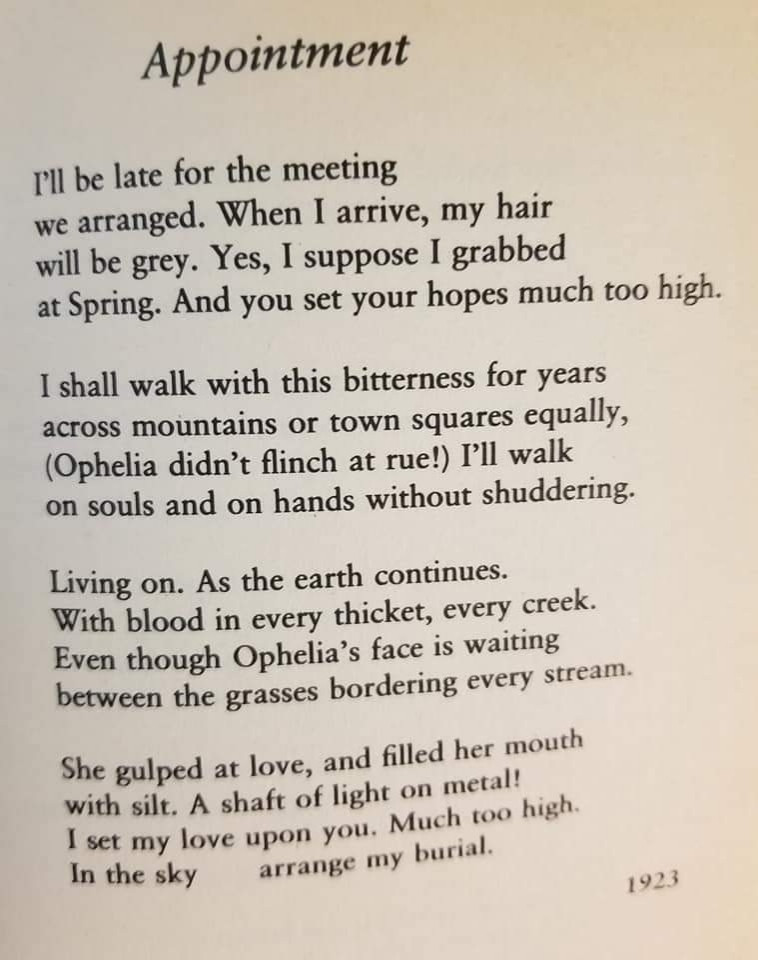 poem, "Appointment" by Marina Tsvetaeva