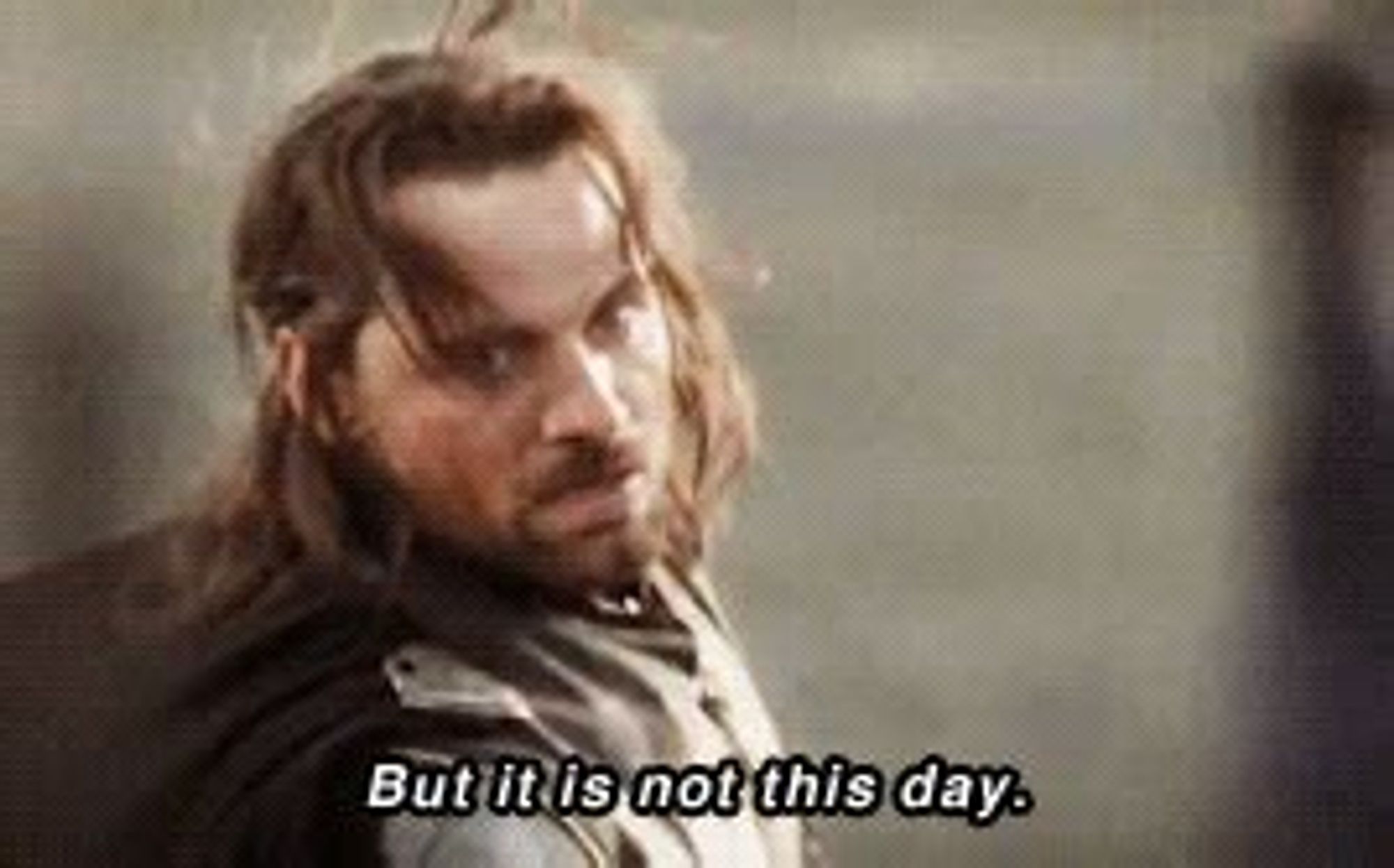 screencap of aragorn in return of the king saying "but it is not this day"