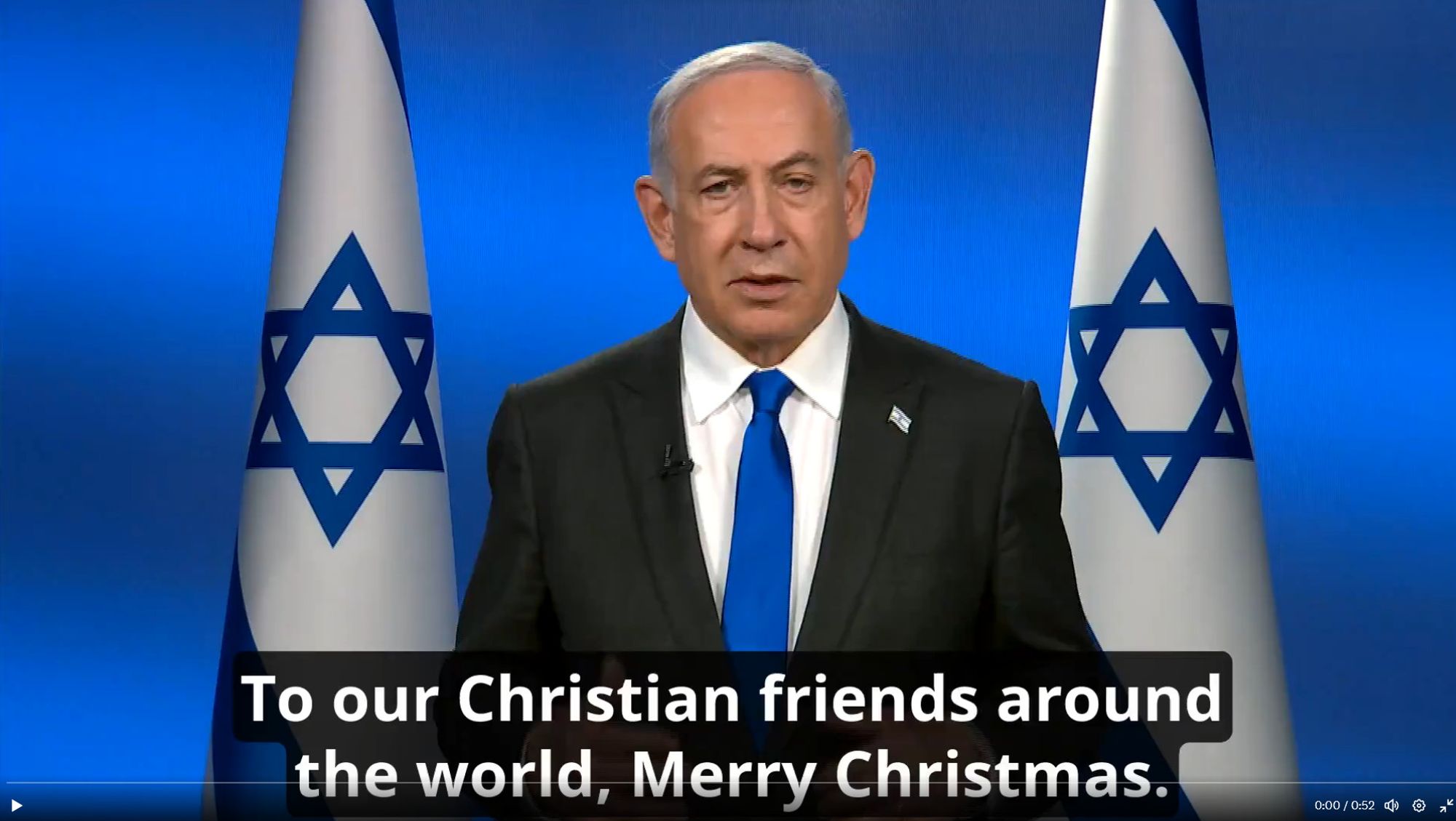 netanyahu saying merry christmas to all the christians