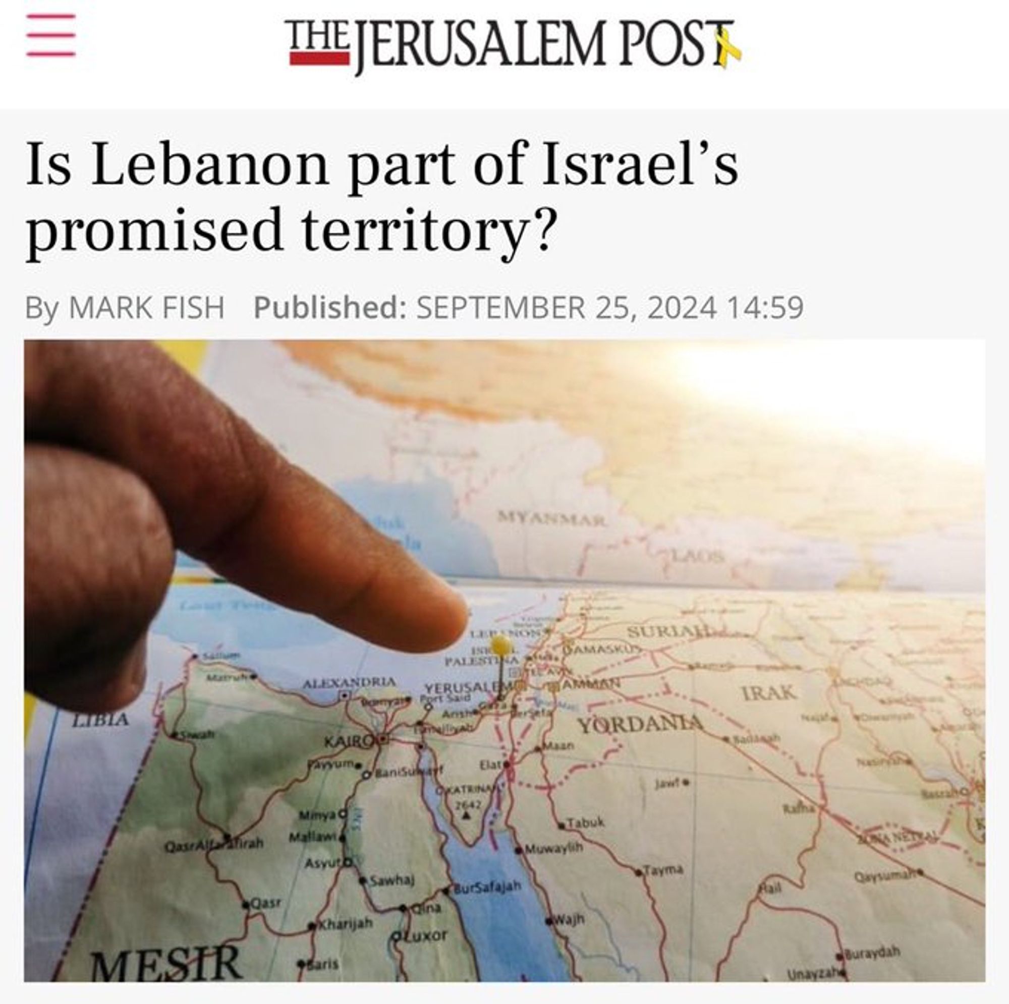 jerusalem post headline asking if lebanon is part of israel's promised territory