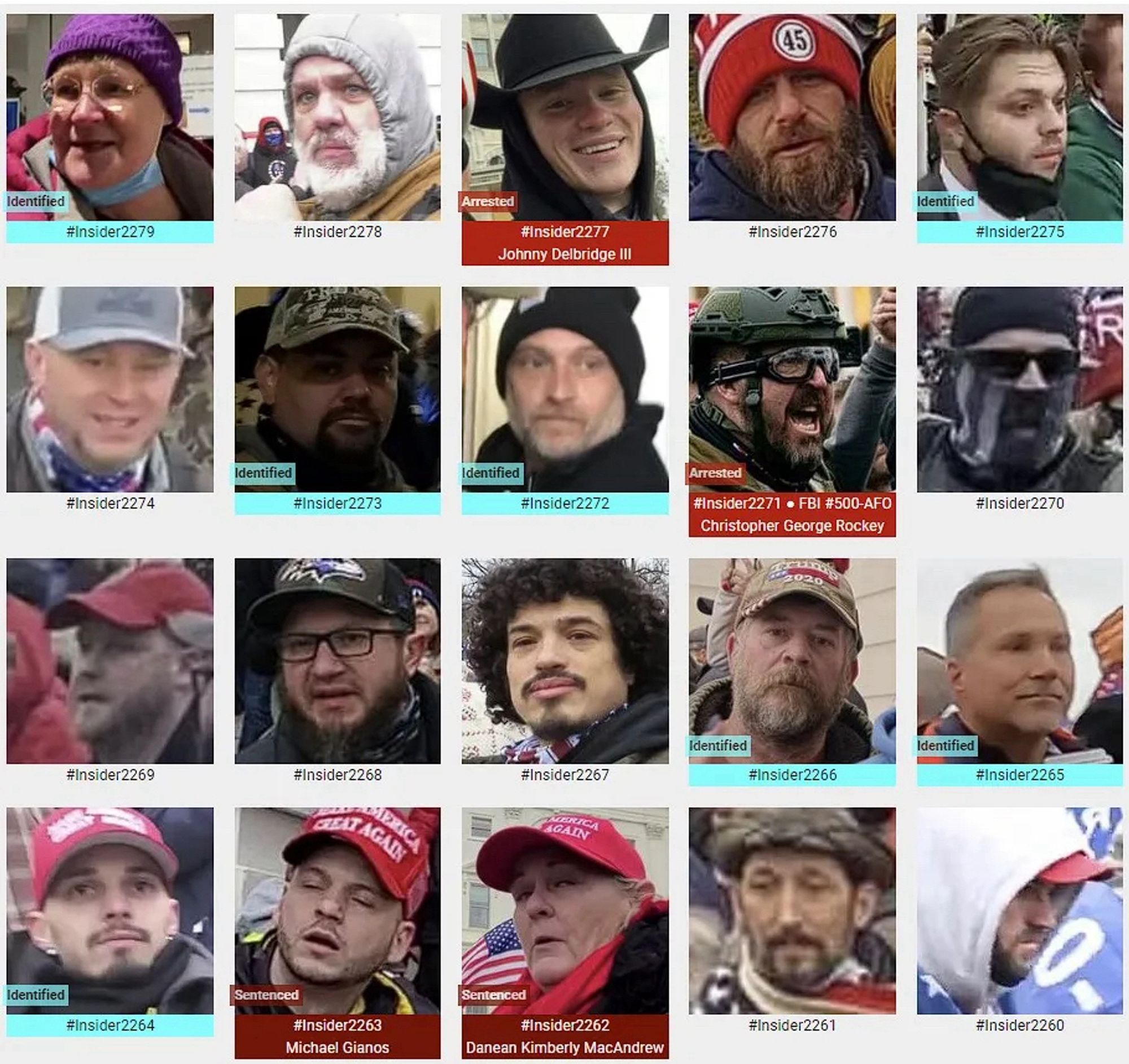 Photos of January 6th riot suspects who were observed inside the US Capitol Building.
(Range: 2,260 through 2,279, of 3,268) 👇
(as of February 22nd, 2024)
(#InsiderWebpage0222)
#SeditionHunters. #SeditionInsiders. #Jan6
Link: https://seditionhunters.org/seditioninsiders