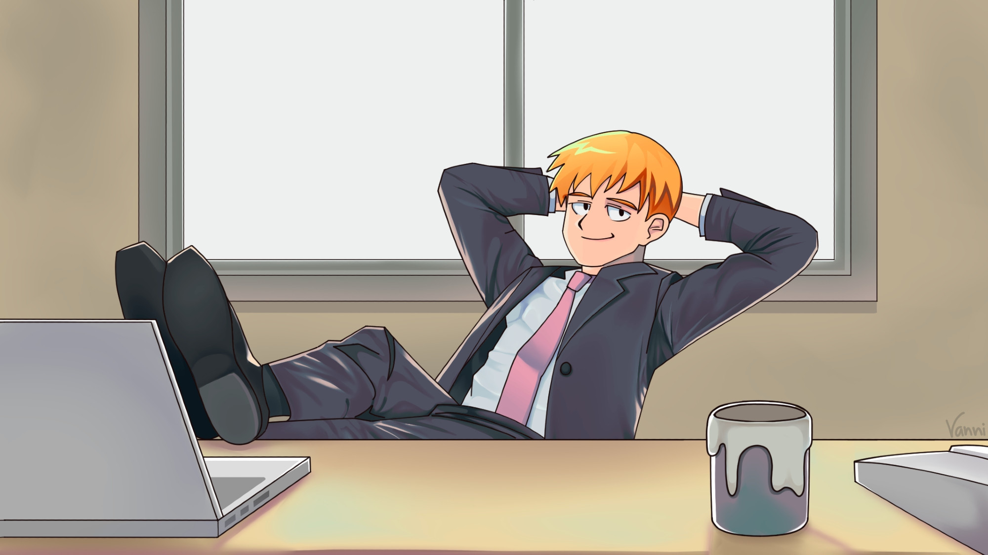 Arataka Reigen from Mob Psycho 100 fanart by Vannitale