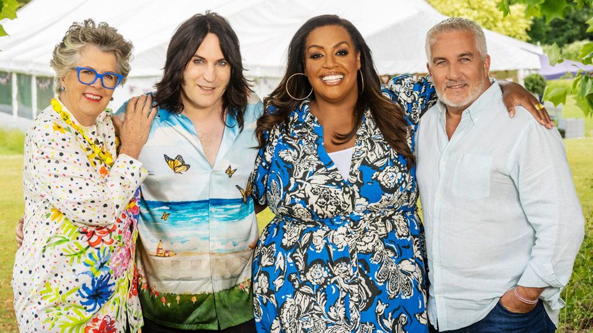 Prue Leith, Noel Fielding, Alison Hammond and Paul Hollywood from 'The Great British Bake Off'