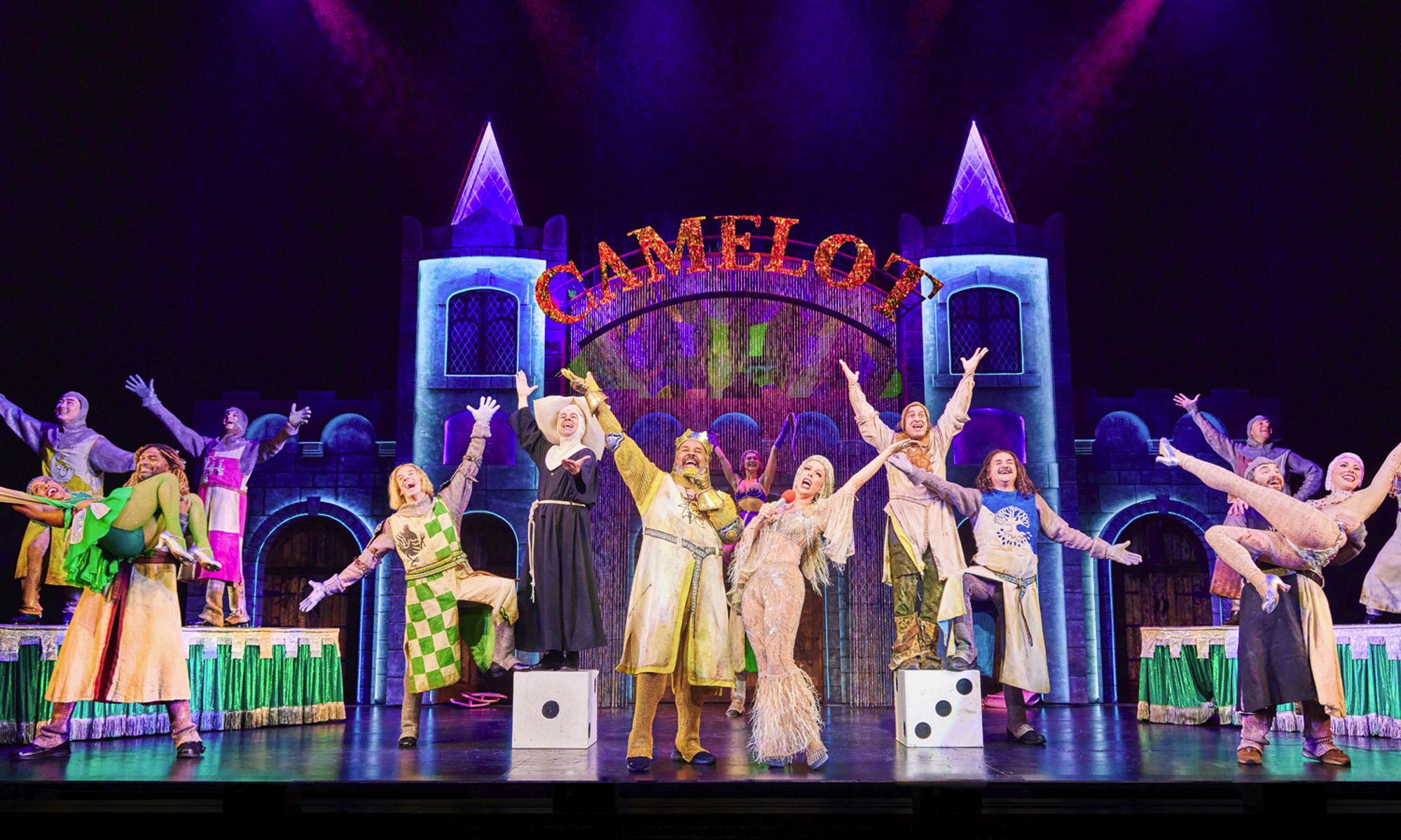 The company of the Kennedy Center production of "Monty Python's Spamalot" which will be revived on Broadway.