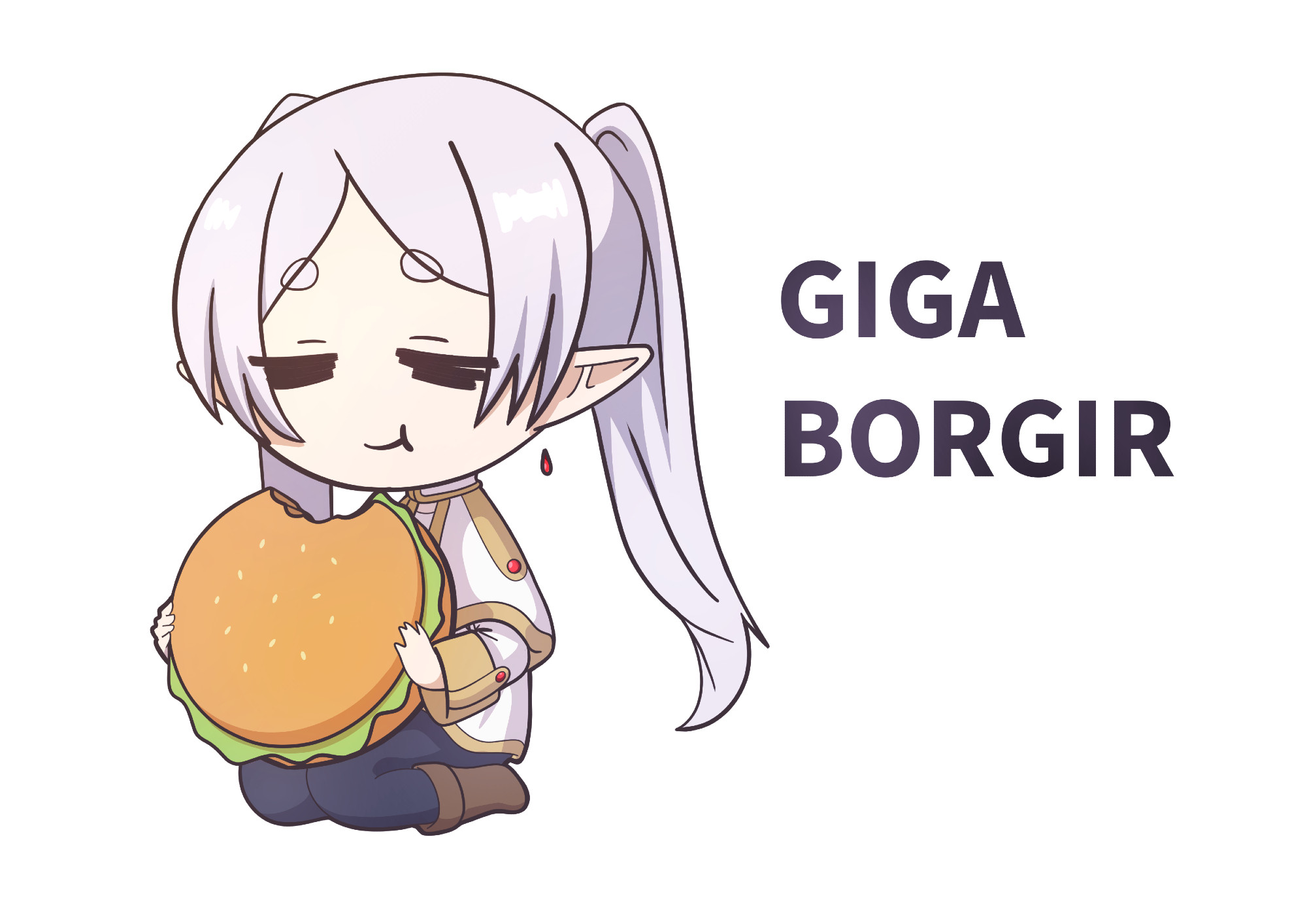 Chibi frieren eats the giga borgir