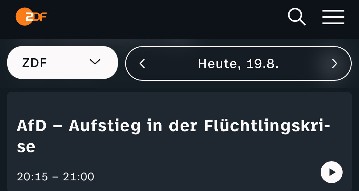 ZDF Programm heute Abend: A*D - Aufstieg in der Flüchtlingskrise