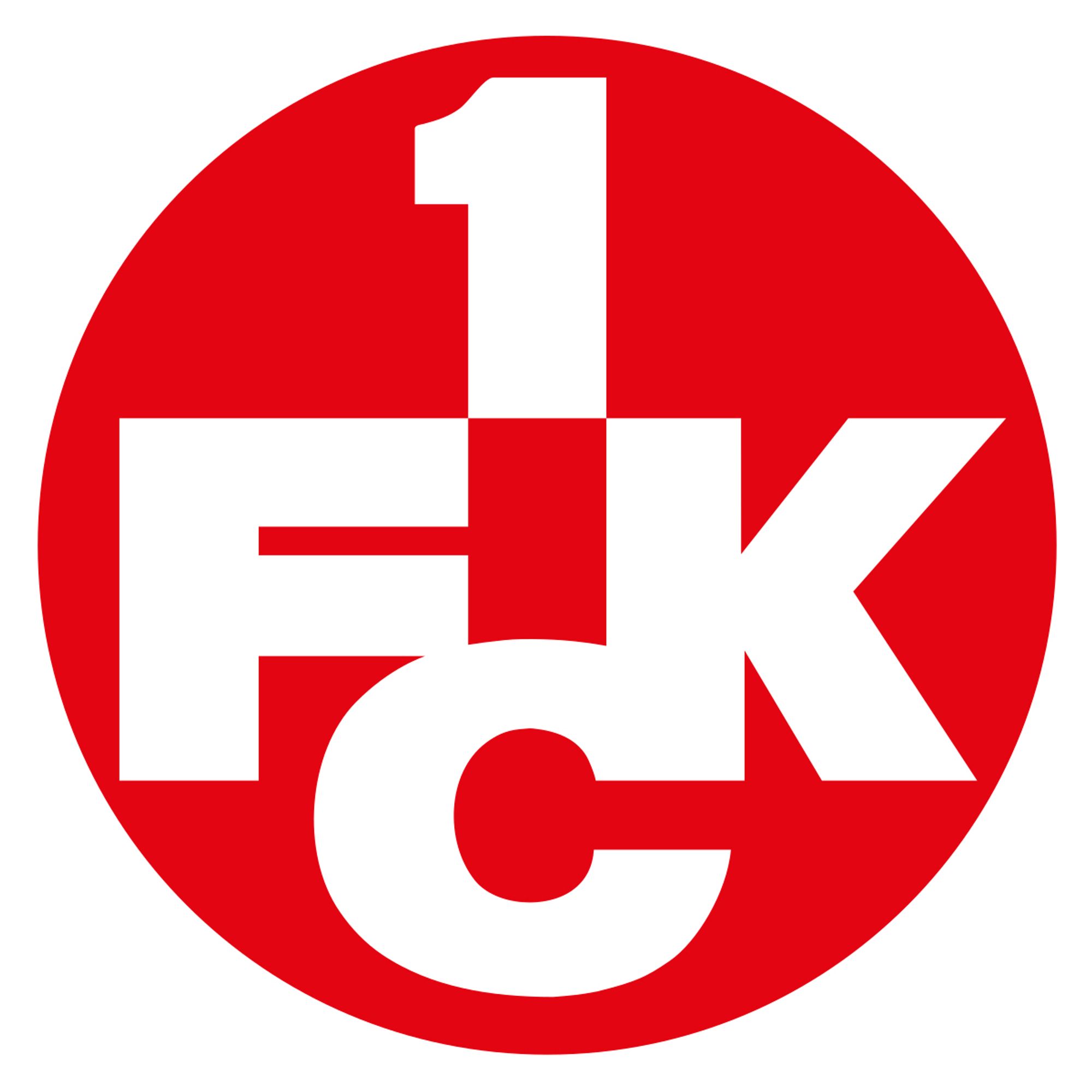 The crest for German club Kaiserslautern which is a red circle with white sans serif text that reads “1FCK.” It kind of reads like “One Fuck.”