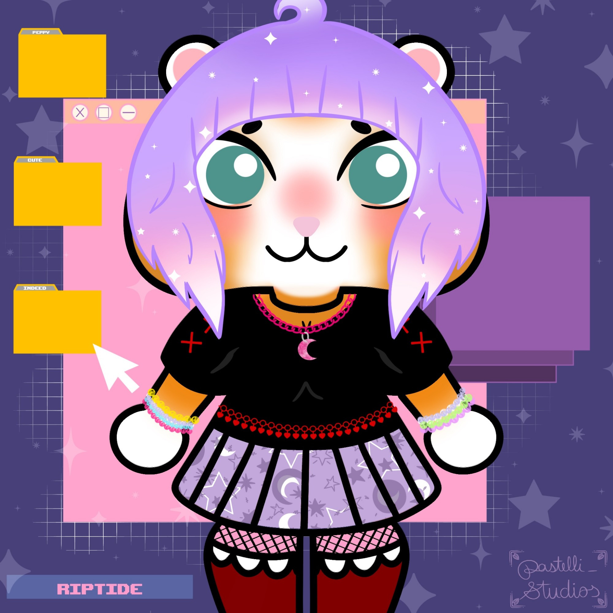 Pastel goth hamster animal crossing oc pc monitor 