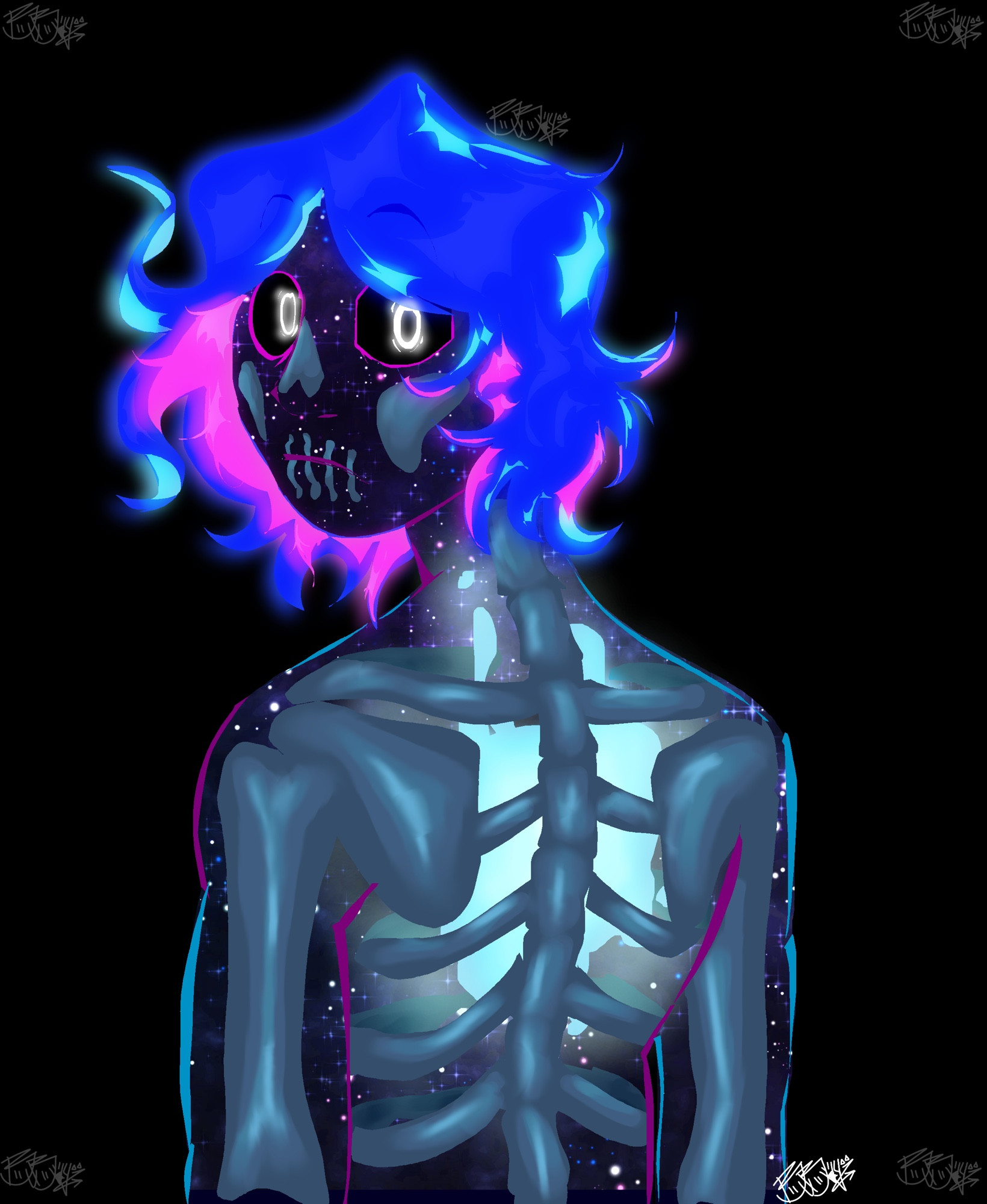 A glowing Missa. Glowing neon hair and a blue glowing core.

..seems almost... *Alien*? (Hint hint, nudge nudge)