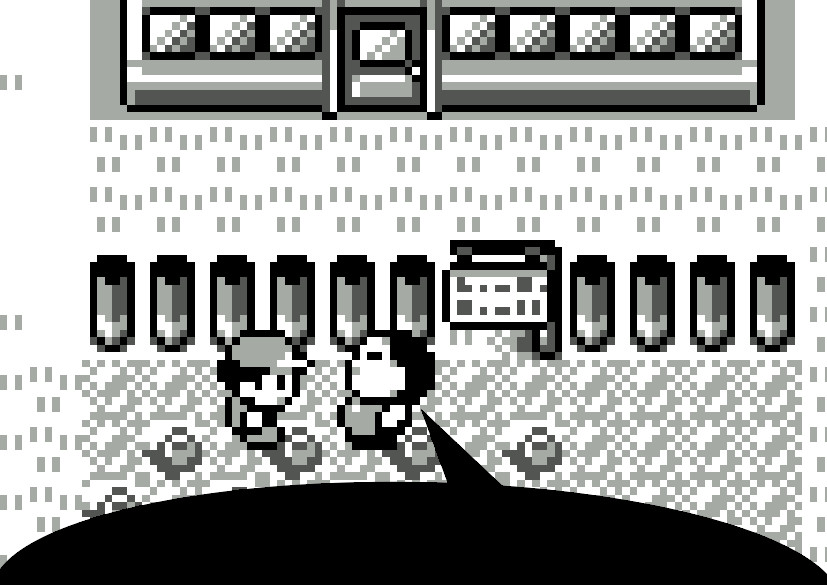 npc in pokemon blue calling technology incredible but with a speech bubble underneath him instead