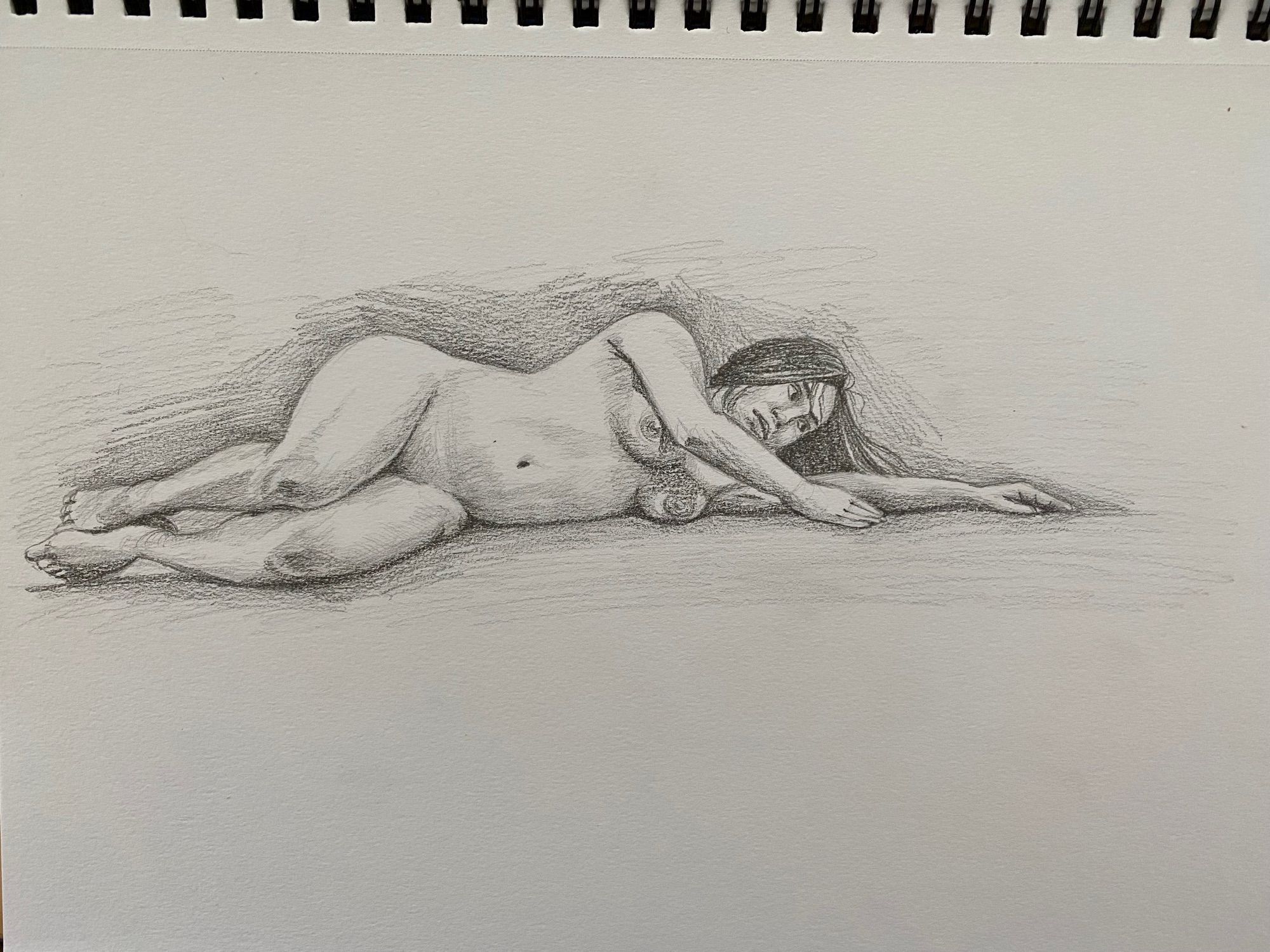 a 1.5 hour figure drawing in pencil