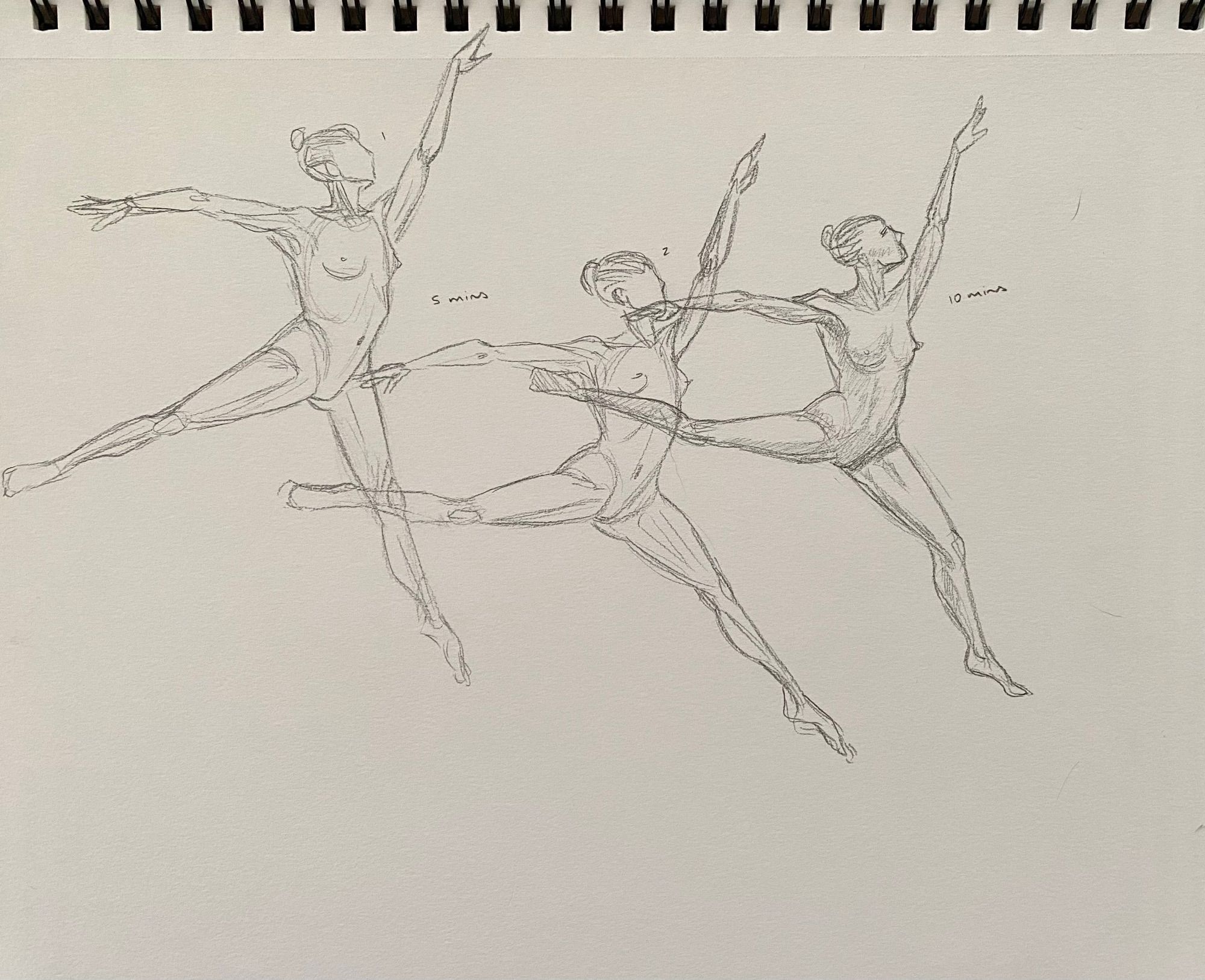 pencil figure drawings. two 5-min and one 10-min