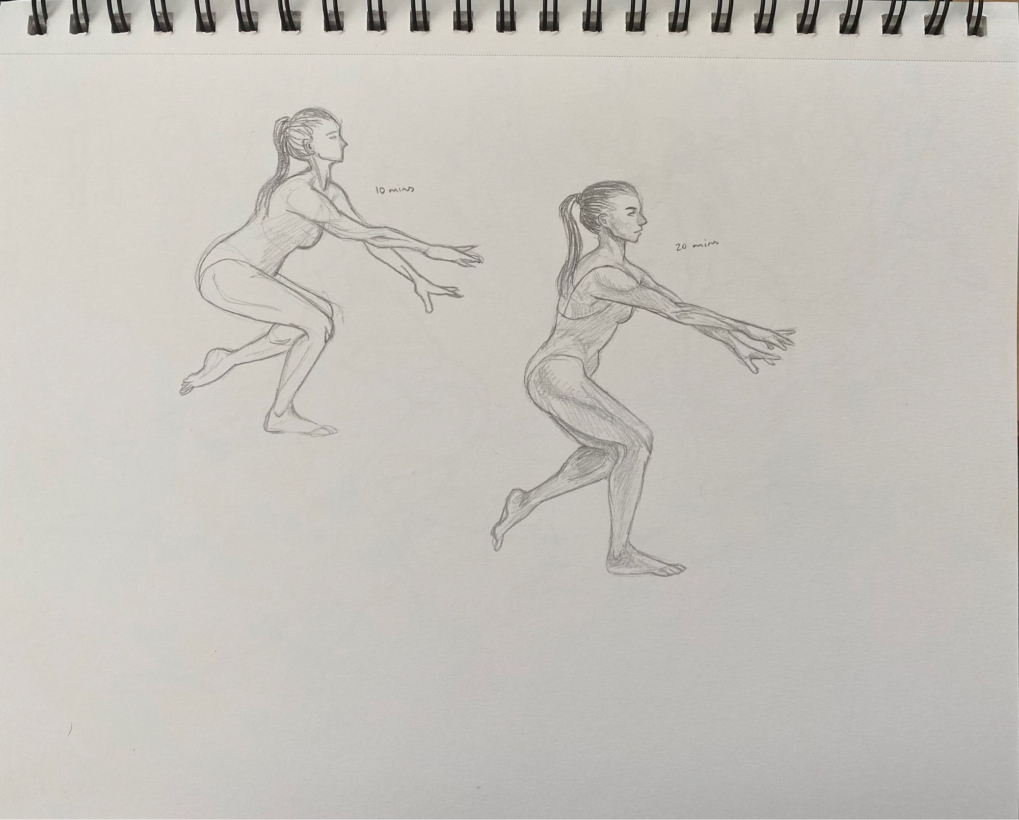 a 10-min and a 20-min figure drawing both in pencil